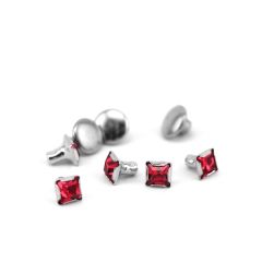 Czech Crystal Snap Rivets, Square- Ruby, 5 pack