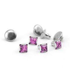 Czech Crystal Snap Rivets, Square- Amethyst