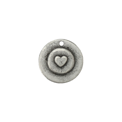 Double Circle w/ Heart Pewter Stamping Blank