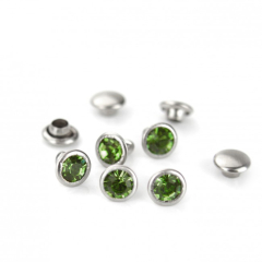 Czech Crystal Snap Rivets, Round- Emerald