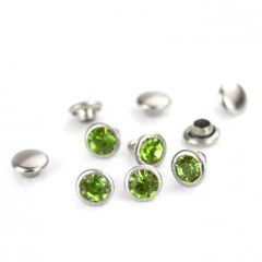 Czech Crystal Snap Rivets, Round- Peridot