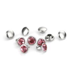 Czech Crystal Snap Rivets, Round- Pink Tourmaline