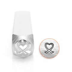 Heart Shaped Breast Cancer Ribbon Metal Stamp, 6mm